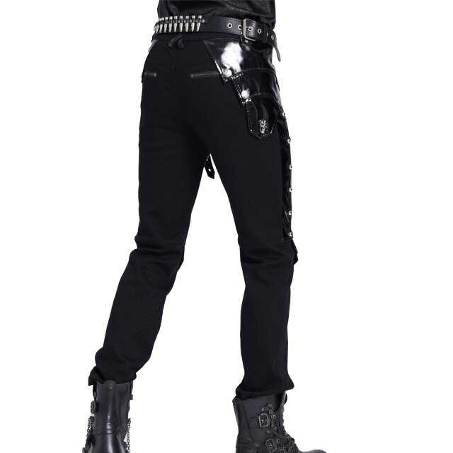 Gothic Stretch Jeans "Fast Lane Sins" by Devil Fashion with Patent Details