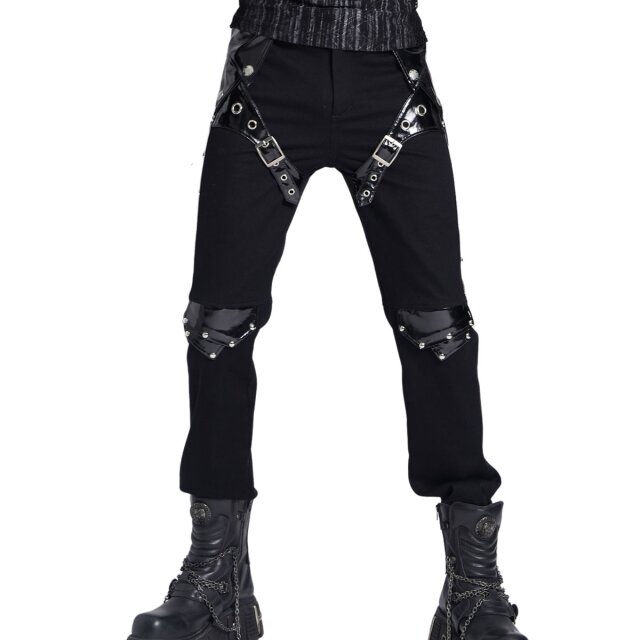 Devil Fashion Stretch-Jeans "Fast Lane Sins" mit Lack-Details M