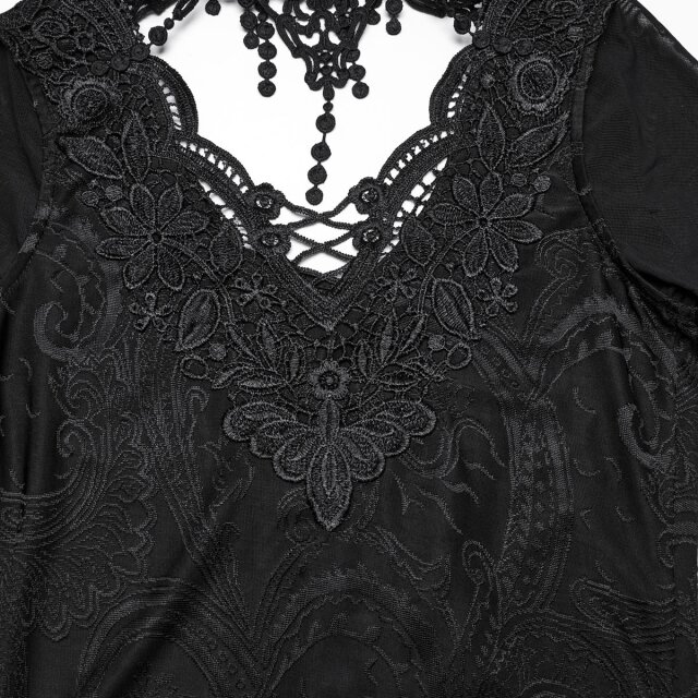 Punk Rave Langarmshirt Born Of Lace mit Spitzenchoker