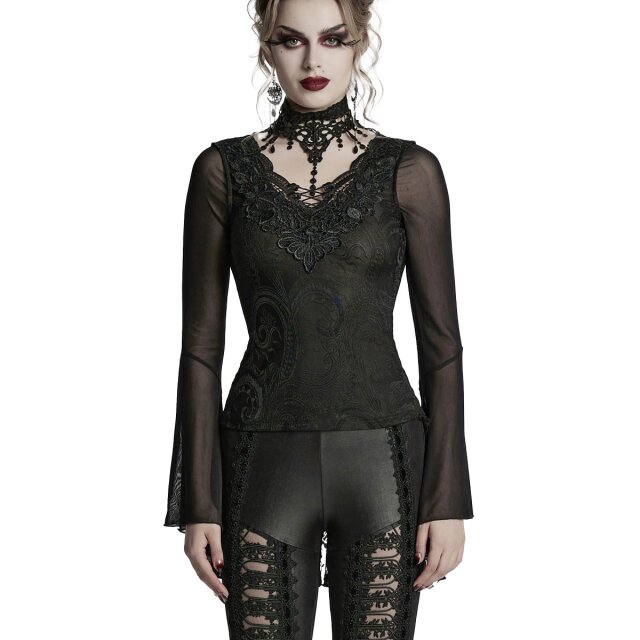 Punk Rave Langarmshirt Born Of Lace mit Spitzenchoker