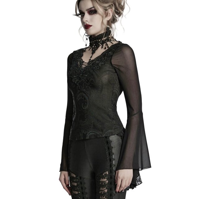 Punk Rave Langarmshirt Born Of Lace mit Spitzenchoker