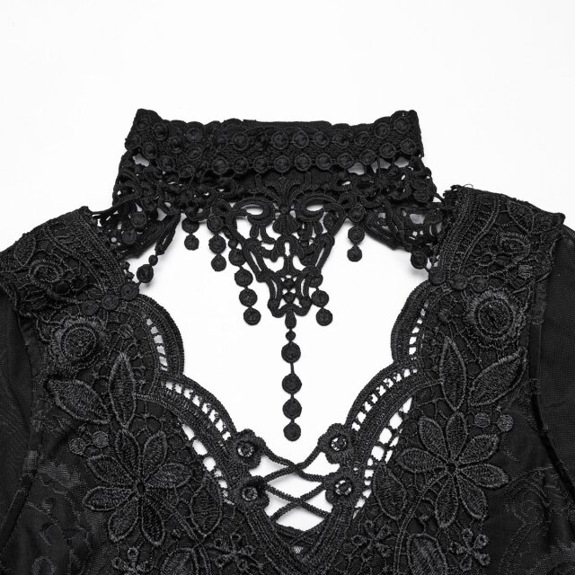 Punk Rave Langarmshirt Born Of Lace mit Spitzenchoker