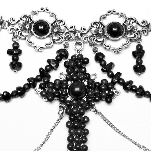 Opulent Punk Rave Necklace Black Testament with Large Cross