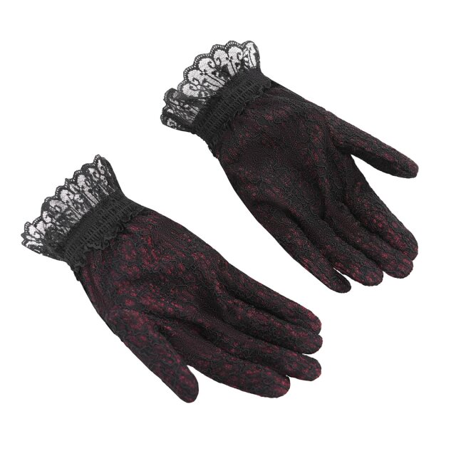 Eva Lady Handschuhe "Liebesgruß aus der Gruft" in zwei Farboptionen rot-schwarz XS/L