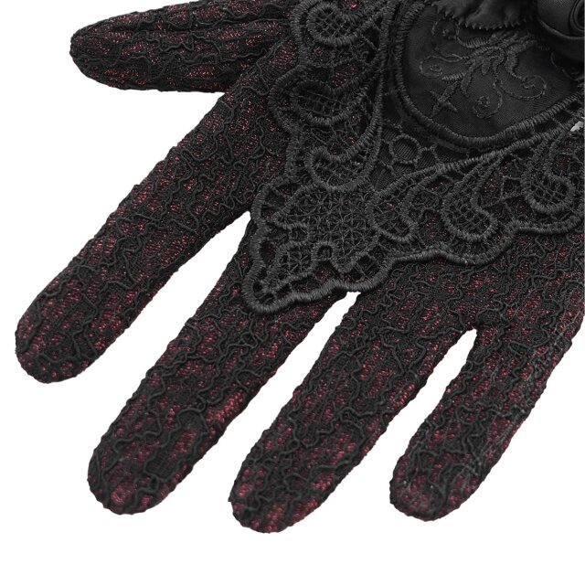 Eva Lady Handschuhe "Liebesgruß aus der Gruft" in zwei Farboptionen rot-schwarz XS/L