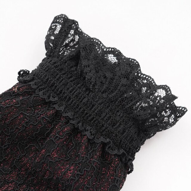 Eva Lady Handschuhe "Liebesgruß aus der Gruft" in zwei Farboptionen rot-schwarz XS/L