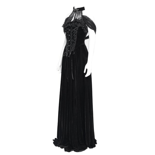 Bodenlanges Neckholder-Samtkleid Midnight Vow M