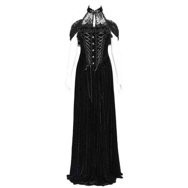 Bodenlanges Neckholder-Samtkleid Midnight Vow XL