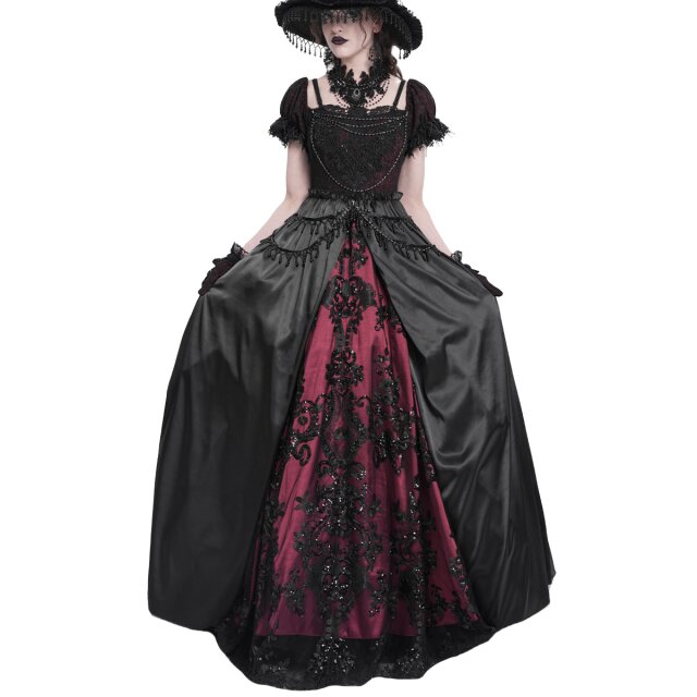 Bodenlanges Victorian-Goth Kleid Königin der Rosen XL
