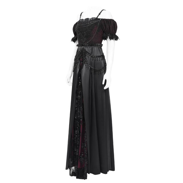 Bodenlanges Victorian-Goth Kleid Königin der Rosen XL