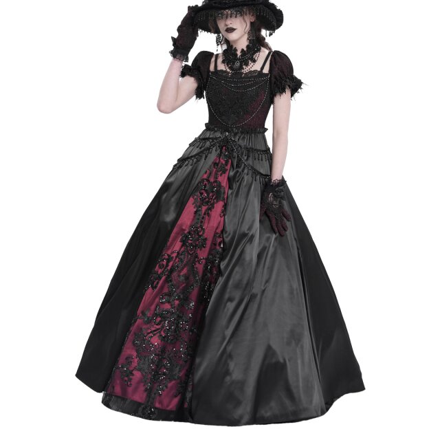 Bodenlanges Victorian-Goth Kleid Königin der Rosen XL
