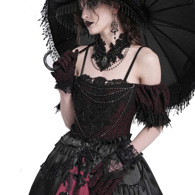 Bodenlanges Victorian-Goth Kleid Königin der Rosen XL