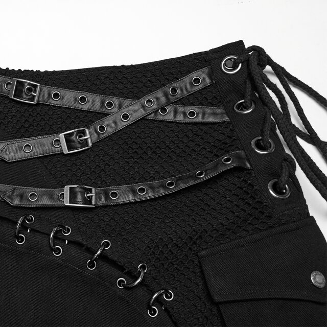 Wandelbarer PUNK RAVE Kilt Iron Nomad mit Ringen & Ösen XL