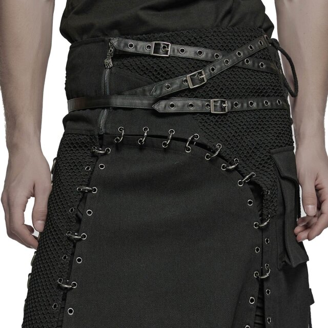 Wandelbarer PUNK RAVE Kilt Iron Nomad mit Ringen & Ösen XL
