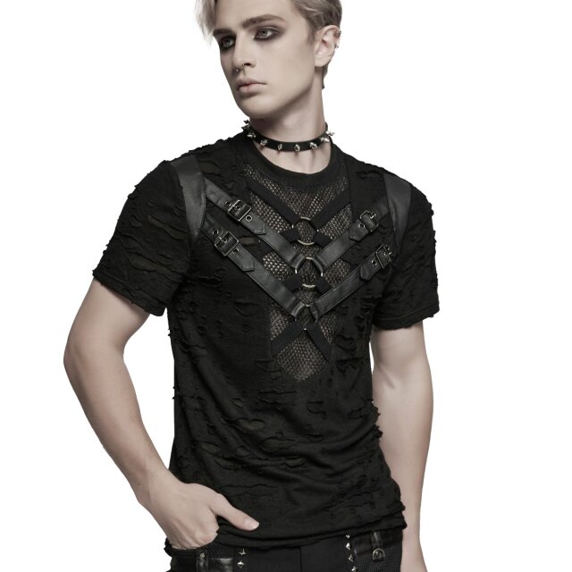 PUNK RAVE Fetzen-T-Shirt Outbreak-Zone mit Riemen