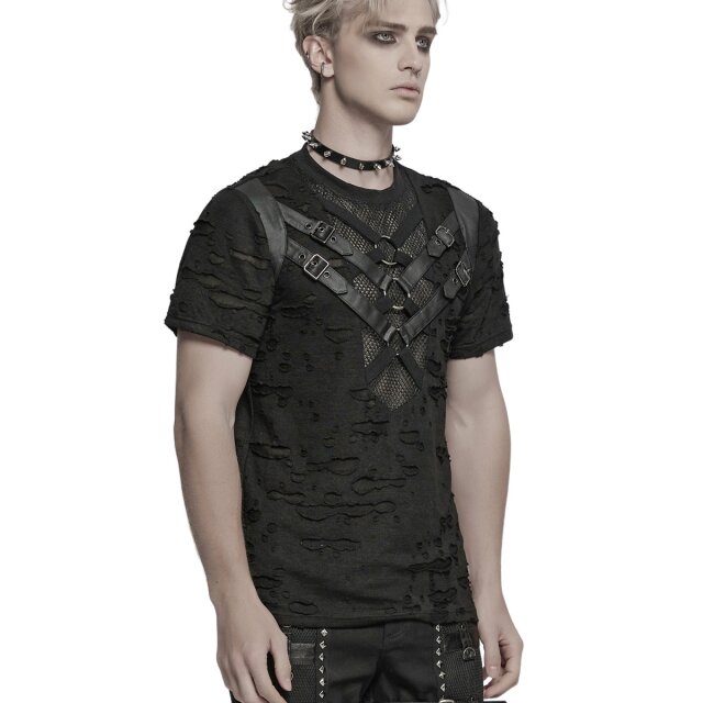 PUNK RAVE Shredded T-Shirt Outbreak-Zone with Straps