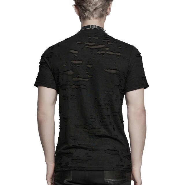 PUNK RAVE Fetzen-T-Shirt Outbreak-Zone mit Riemen XXL-3XL