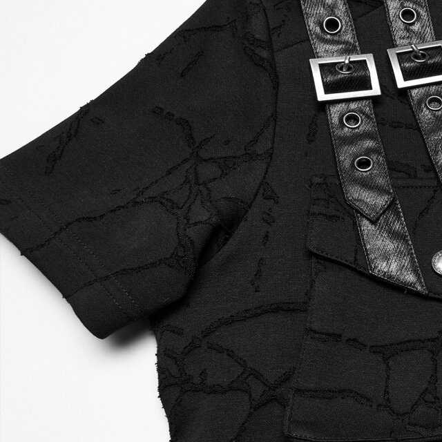 PUNK RAVE Uniform-Look T-Shirt Black Recon with Hood