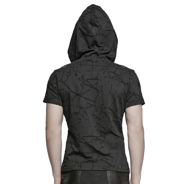 PUNK RAVE Uniform-Look T-Shirt Black Recon mit Kapuze L-XL