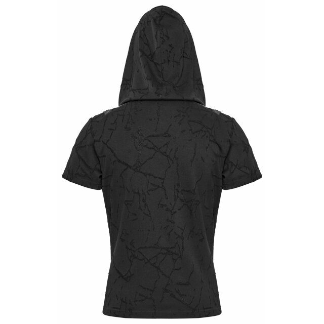 PUNK RAVE Uniform-Look T-Shirt Black Recon with Hood