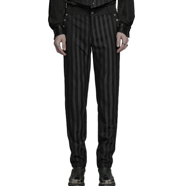 Elegant PUNK RAVE Trousers Railway Dandy with Block Stripes