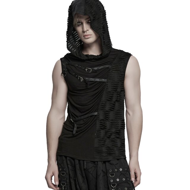 PUNK RAVE Apocalypse Tank Top Torn Future with Hood