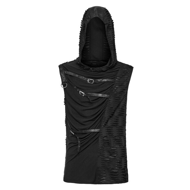 PUNK RAVE Apocalypse Tank Top Torn Future with Hood