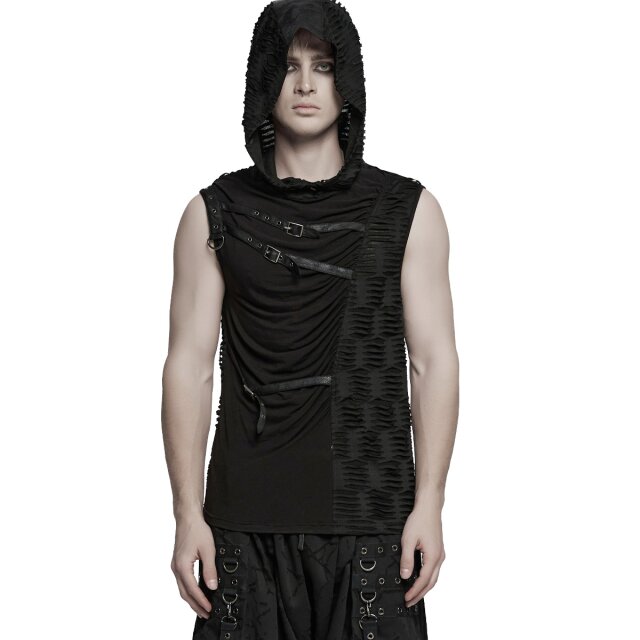 PUNK RAVE Apocalypse Tank Top Torn Future with Hood