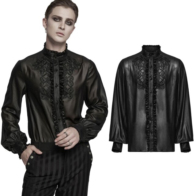 Verführerisch und elegant – das semi-transparente Victorian-Goth-Hemd von Punk Rave (WY-1786BK) verströmt dekadenten Charme à la Versailles.