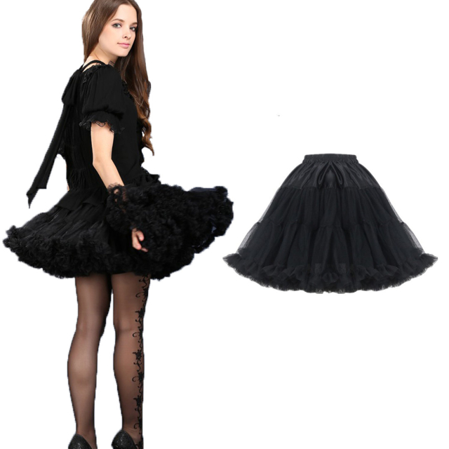 DARK IN LOVE schwarzer Burlesque Lolita Petticoat Rock...
