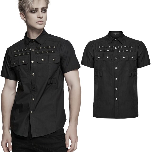Punk Rave Kurzarm-Hemd (WY-1761BK) – taillierter...