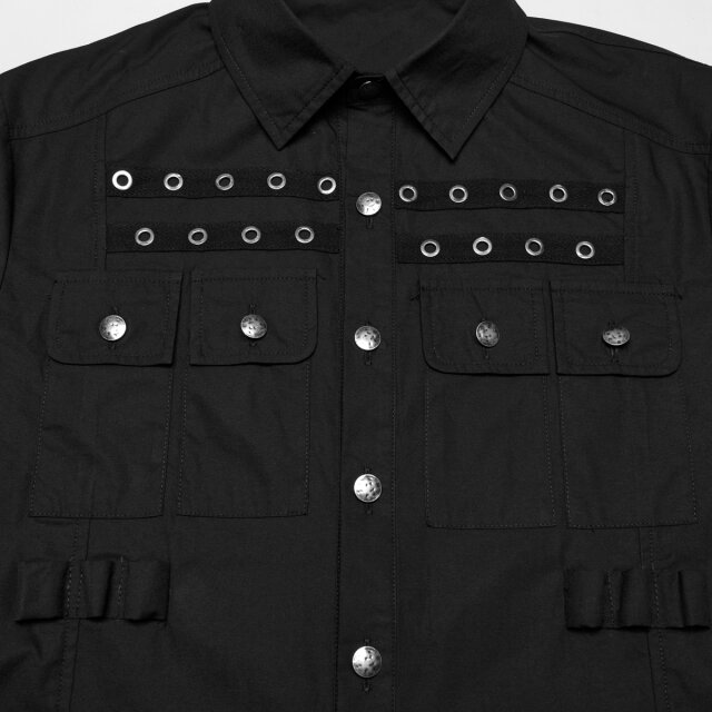 PUNK RAVE Kurzarm Hemd Silent Void mit Ösen XL