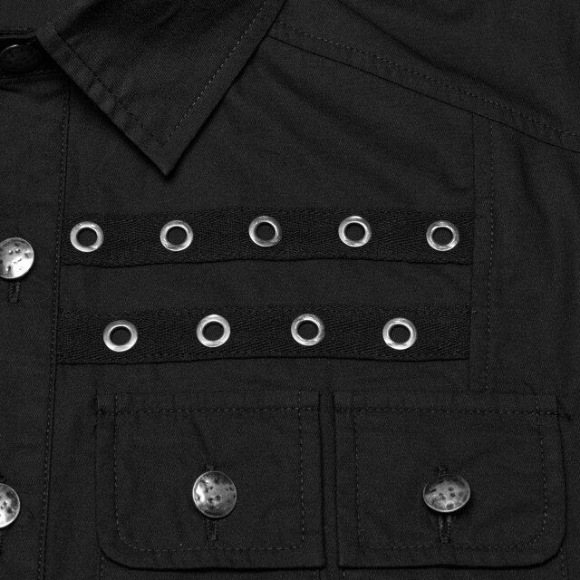 PUNK RAVE Kurzarm Hemd Silent Void mit Ösen XL