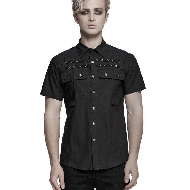 PUNK RAVE Kurzarm Hemd Silent Void mit Ösen XL