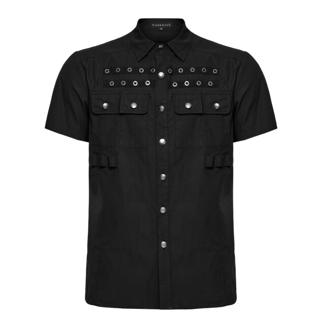 PUNK RAVE Kurzarm Hemd Silent Void mit Ösen XL