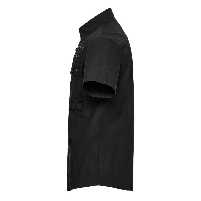 PUNK RAVE Kurzarm Hemd Silent Void mit Ösen XL