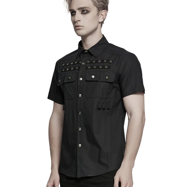 PUNK RAVE Kurzarm Hemd Silent Void mit Ösen XL