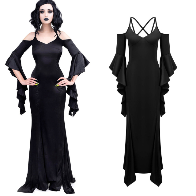 KILLSTAR Kleid Lavina. Bodenlanges schwarzes Gothic Kleid...