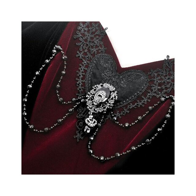 Rot-schwarzes Victorian-Goth Korsagen-Top Träne des Mondes