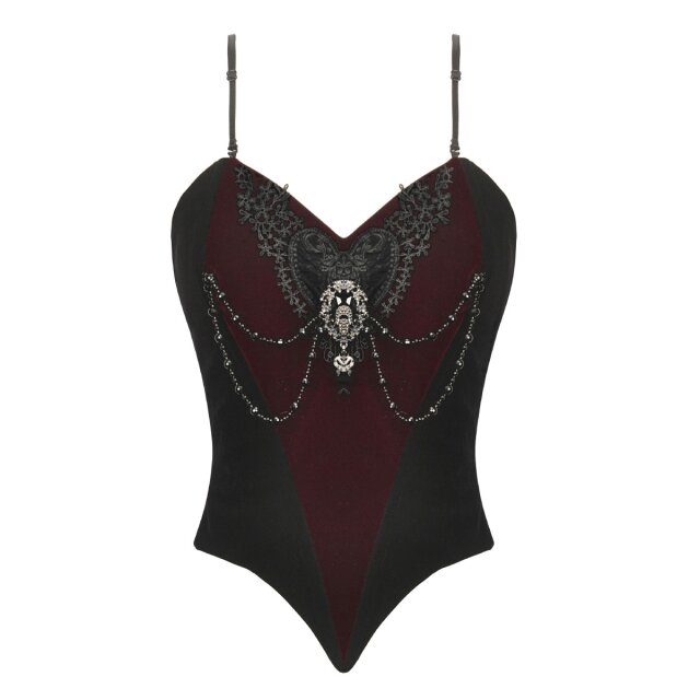 Red and Black Victorian Goth Corset Top Träne des Mondes