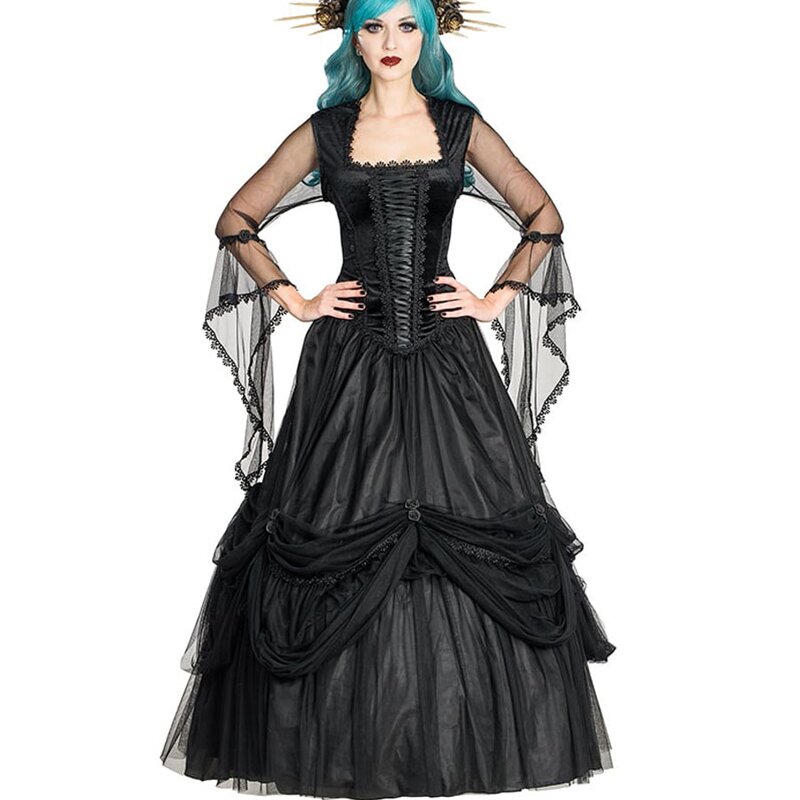 Long Victorian-Goth Dress Dusk & Velvet