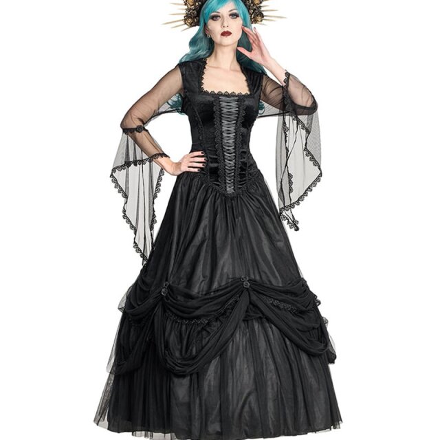Langes Victorian-Goth Kleid Dusk & Velvet