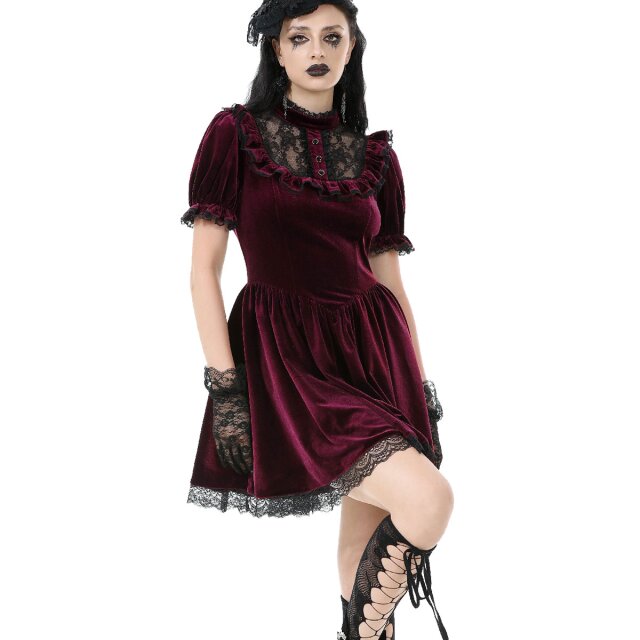Gothic velvet mini dress Crimson Doll