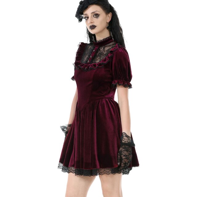 Gothic Samt-Minikleid Crimson Doll S