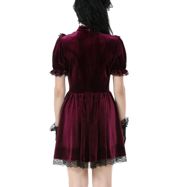 Gothic Samt-Minikleid Crimson Doll S