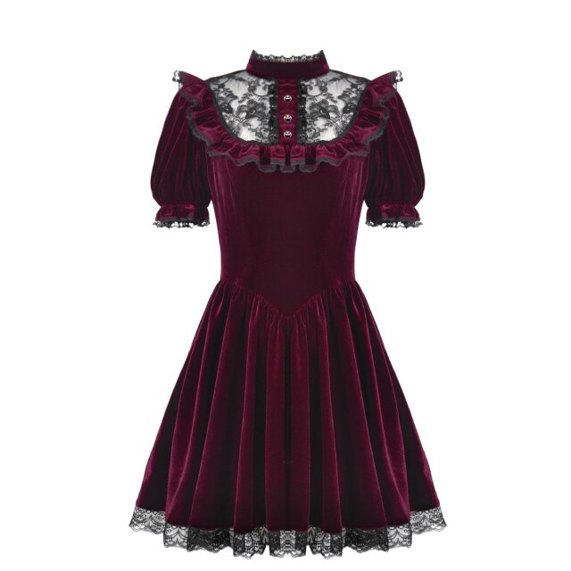 Gothic Samt-Minikleid Crimson Doll S