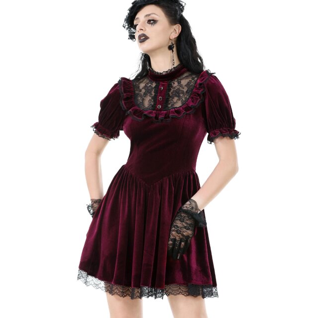 Gothic velvet mini dress Crimson Doll