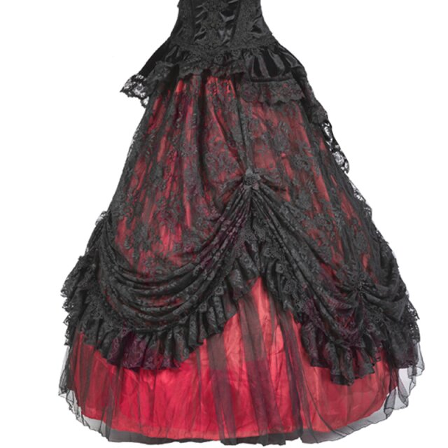 Long Victorian Skirt Crimson Rose Dynasty in Red and Black