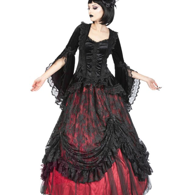 Long Victorian Skirt Crimson Rose Dynasty in Red and Black
