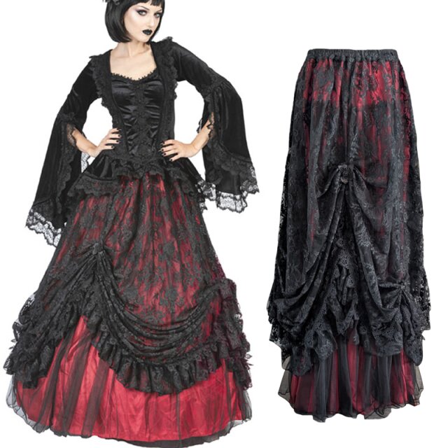 Long Victorian Gothic skirt by Sinister (1135BOR) in a...